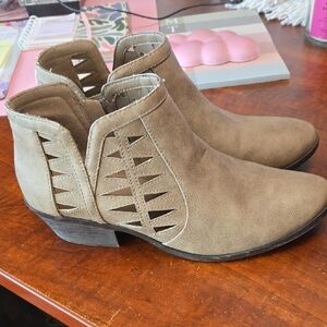 Soda Tan Cutout Ankle Booties